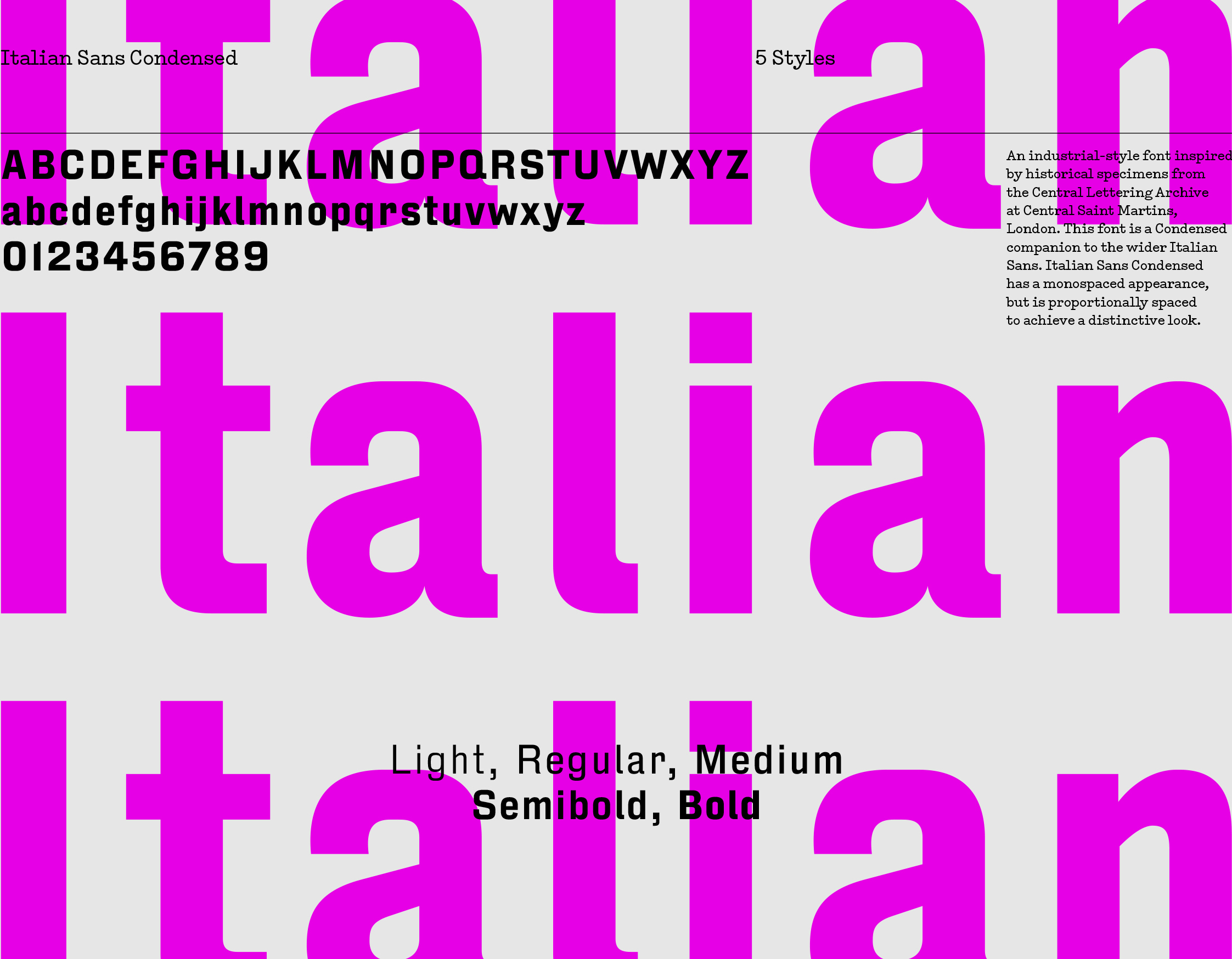 Italian Sans Condensed sample