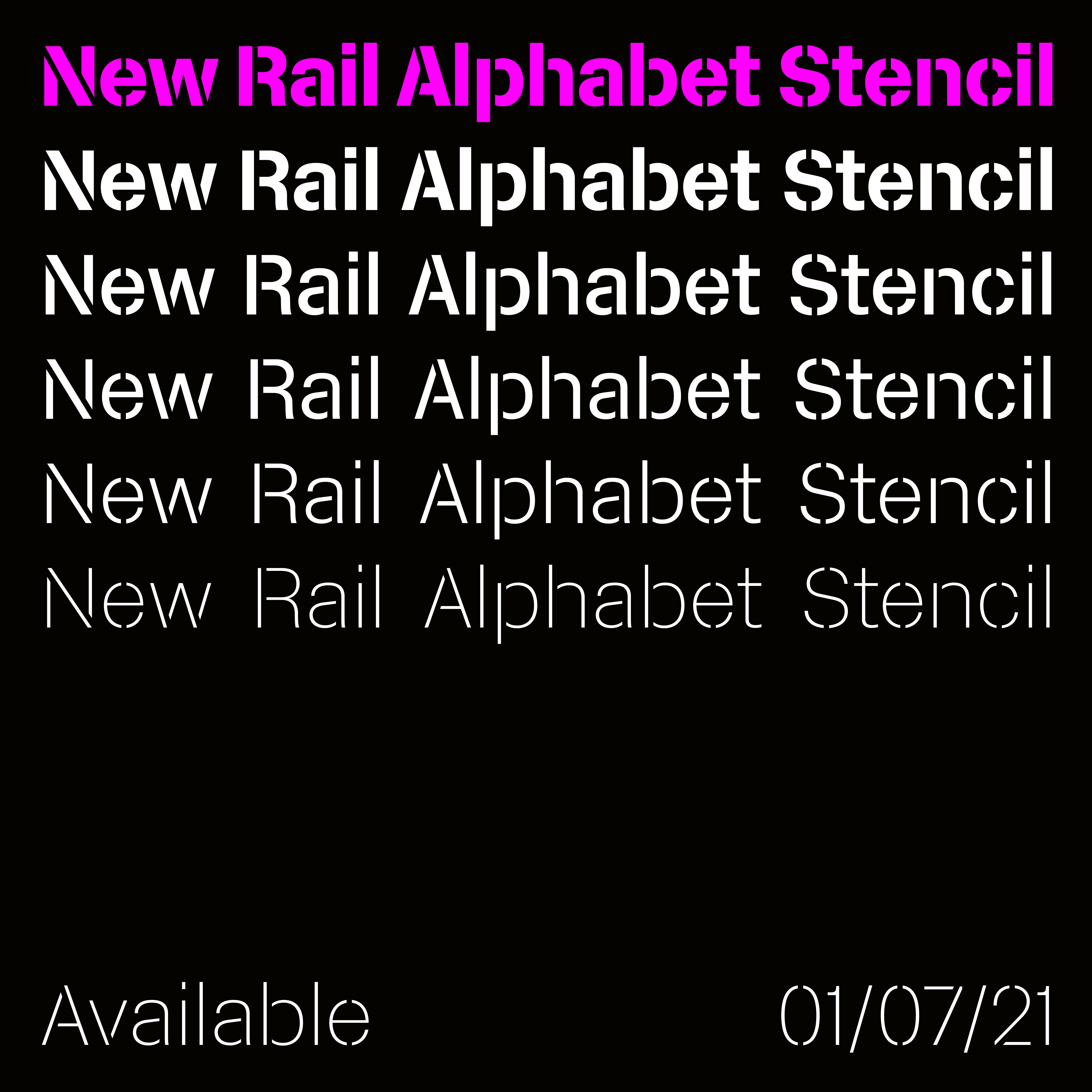New Rail Alphabet Stencil sample